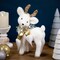 Northlight Glittered Standing Deer with Jingle Bell Christmas Figure - 12.25" - White and Gold